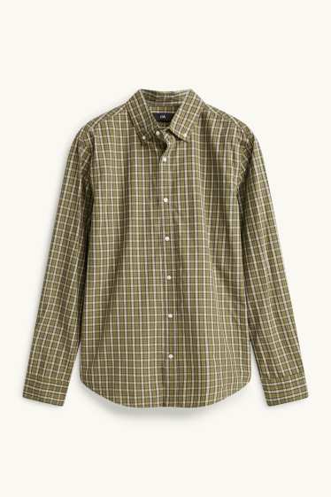 Men - Shirt - regular fit - button-down collar - check - green / cremewhite