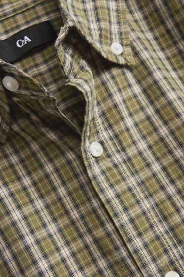 Men - Shirt - regular fit - button-down collar - check - green / cremewhite