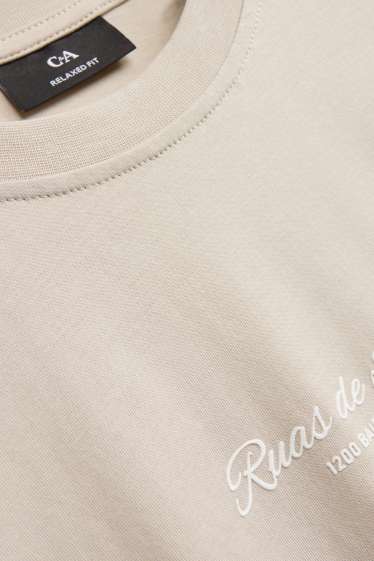 Heren - T-shirt - zandkleurig