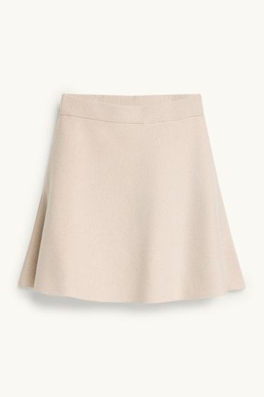 Damen - Strickrock - hellbeige