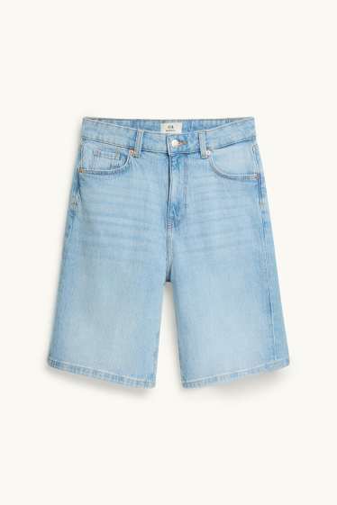 Dames - Jorts - high waist - jeanslichtblauw