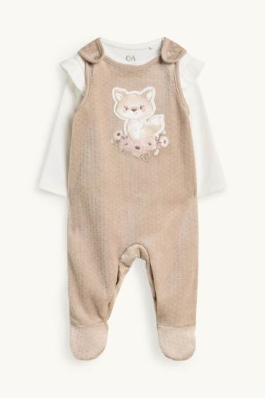 Baby: meisjes - Vos - boxpakje - 2-delig - wit / beige