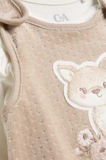 Baby: meisjes - Vos - boxpakje - 2-delig - wit / beige