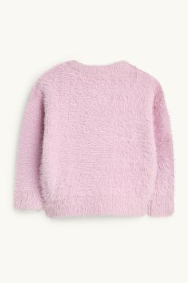 Enfants filles - Hello Kitty - sweat en imitation fourrure - effet brillant - rose