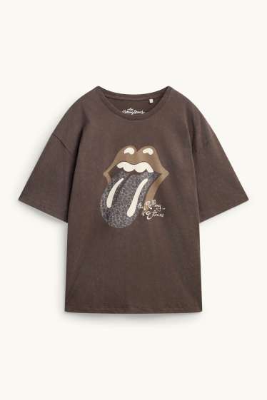 Femmes - T-shirt - Oversize - à motif - Rolling Stones - marron