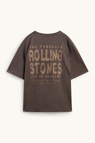 Femmes - T-shirt - Oversize - à motif - Rolling Stones - marron