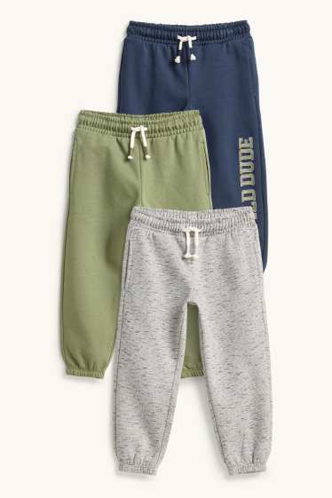 Kinder Jungen - Multipack 3er - Jogginghose - grau-melange