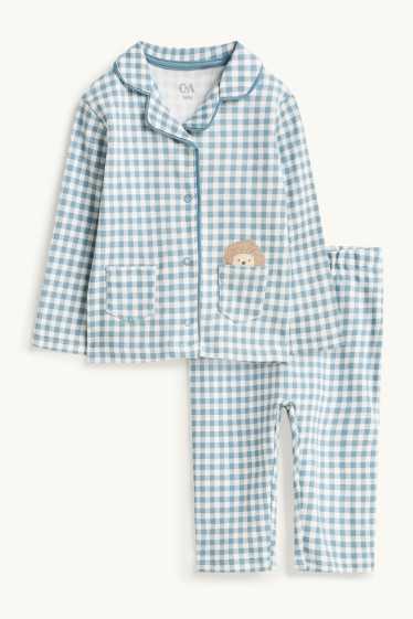 Baby Boys - Hedgehog - baby pyjamas - 2 piece - check - blue / white