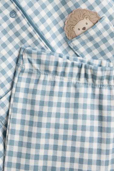 Baby Boys - Hedgehog - baby pyjamas - 2 piece - check - blue / white