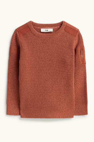 Children Boys - Jumper - textured - rust