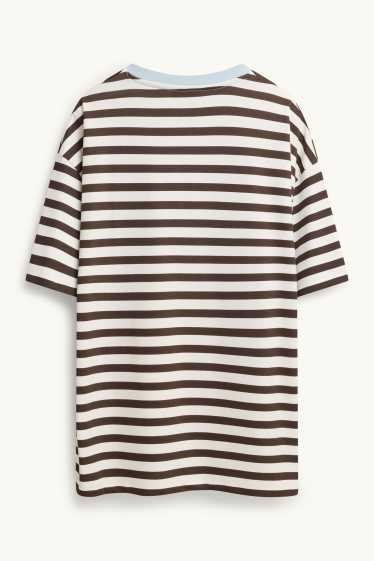 Femei - Tricou - maro / alb-crem