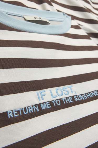 Femei - Tricou - maro / alb-crem