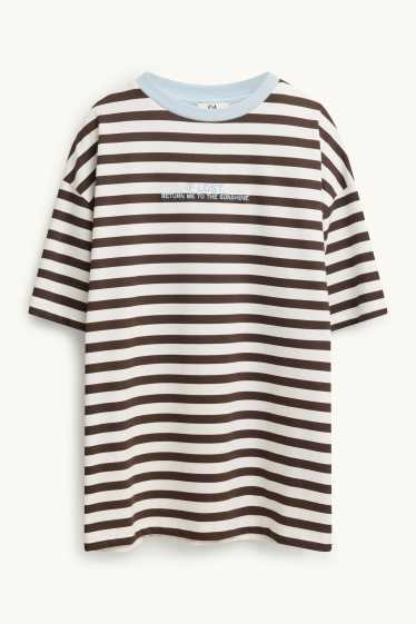 Femei - Tricou - maro / alb-crem