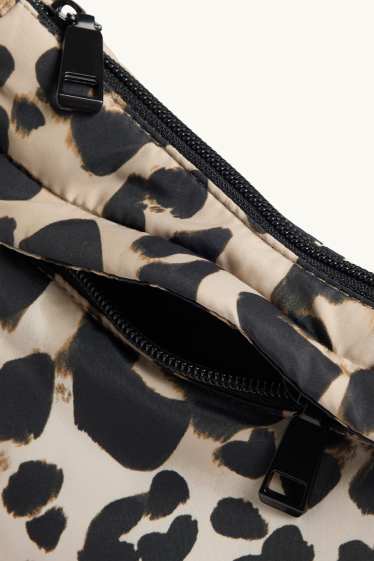 Damen - Umhängetasche - Leo-Print - schwarz / beige