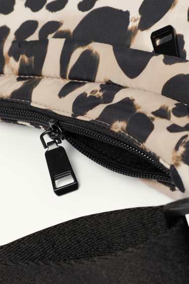 Damen - Umhängetasche - Leo-Print - schwarz / beige