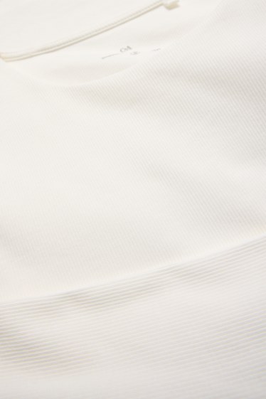 Women - Long sleeve top - slim fit - ribbed - cremewhite
