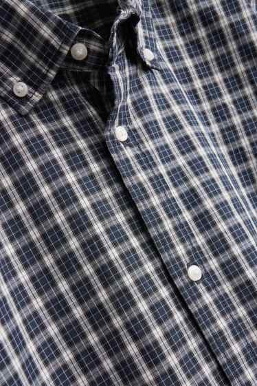 Hommes - Chemise - regular fit - col button-down - à carreaux - bleu foncé / blanc