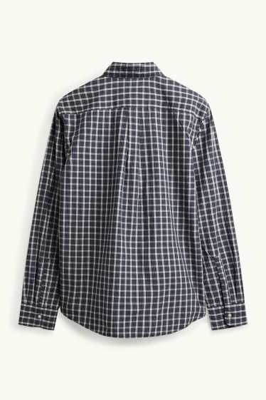 Hommes - Chemise - regular fit - col button-down - à carreaux - bleu foncé / blanc