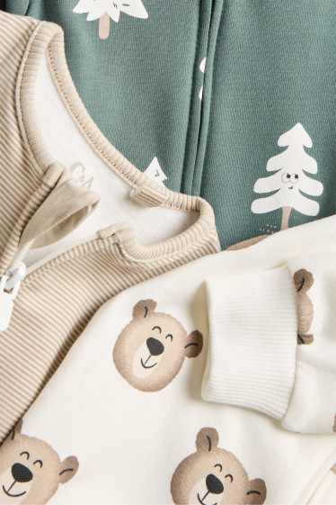Bébés garçons - Lot de 3 - ourson et arbre - pyjamas bébé - marron / blanc crème