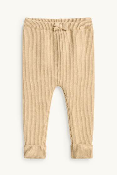 Bébés filles - Leggings en maille pour bébé - finition côtelée - beige