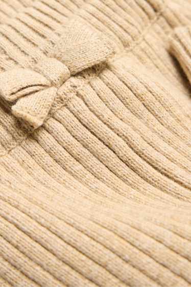 Bébés filles - Leggings en maille pour bébé - finition côtelée - beige