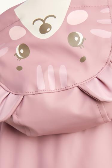 Baby Girls - Rain jacket with hood - lined - waterproof - rose