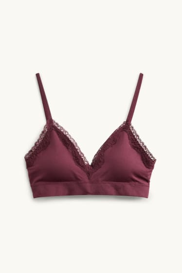 Dames - Bustier - gewatteerd - seamless - bordeaux