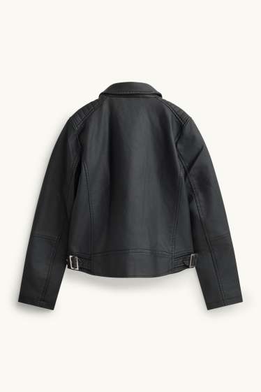 Enfants filles - Blouson motard - matière synthétique - noir