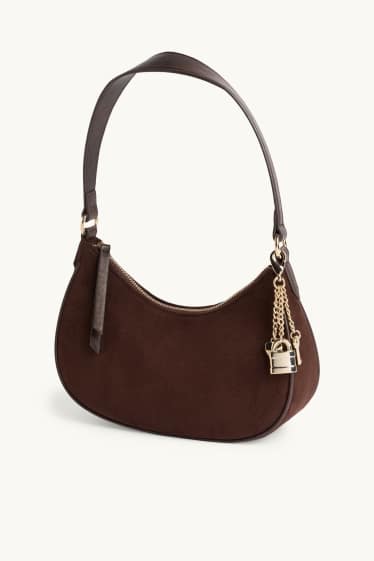 Women - Shoulder bag - faux suede - brown