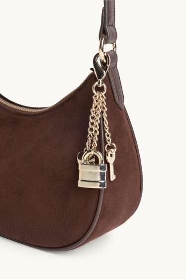 Women - Shoulder bag - faux suede - brown