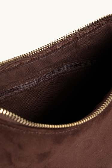 Women - Shoulder bag - faux suede - brown