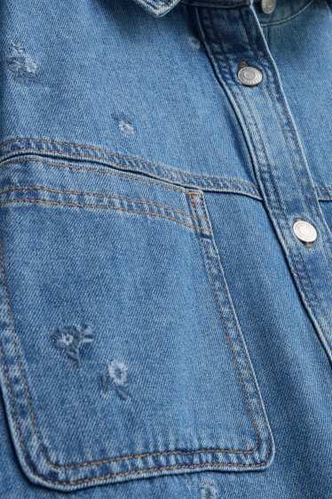 Femei - Bluză din denim - brodată - denim-albastru