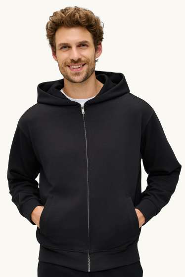 Herren - Sweatjacke mit Kapuze - schwarz