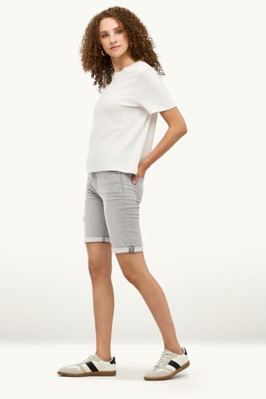Mujer - Bermuda vaquera - mid waist - jog denim - vaqueros - gris claro