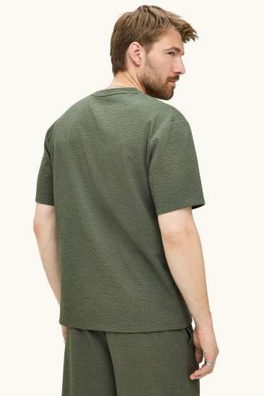 Heren - T-shirt - regular fit - met structuur - groen