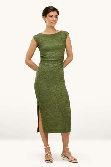 Dames - Bodycon jurk - met structuur - donkergroen