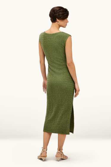 Dames - Bodycon jurk - met structuur - donkergroen