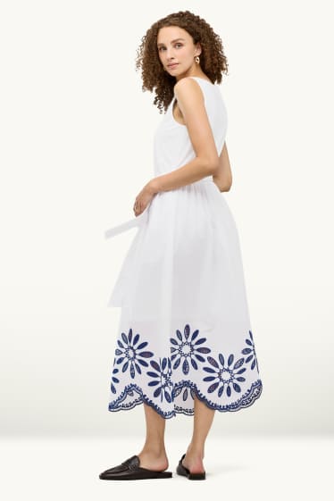 Dames - Fit & flare - jurk - wit / blauw