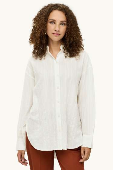 Damen - Bluse - strukturiert - weiss