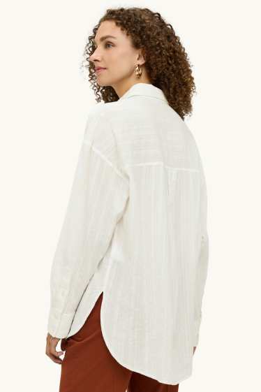 Damen - Bluse - strukturiert - weiss