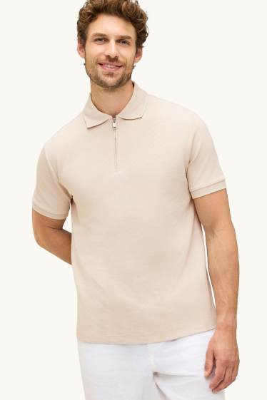 Hommes - Polo - regular fit - finition texturée - gris clair