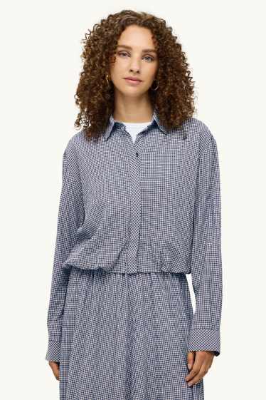 Damen - Hemdbluse - kariert - blau / weiss