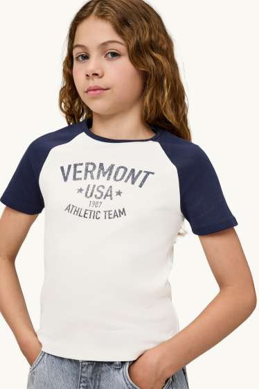 Kinder Mädchen - Vermont - Kurzarmshirt - weiß / schwarz