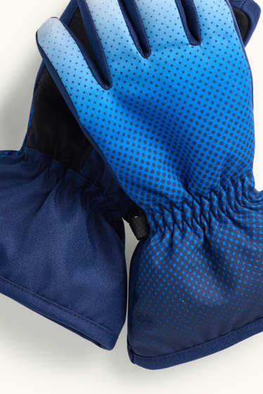 Bambini - Guanti da sci - impermeabili - a pois - fantasia - blu  / blu scuro