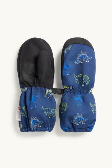 Enfants garçons - Dinosaure - moufles - imperméable - à motif - bleu / noir