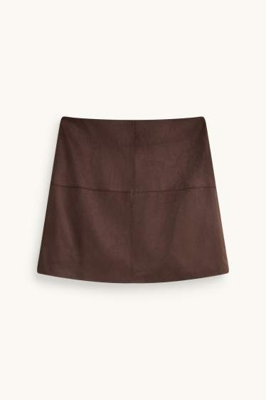 Damen - Rock - Velourslederimitat - braun