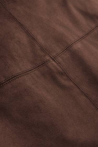 Damen - Rock - Velourslederimitat - braun
