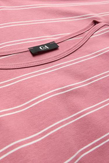 Women - Long sleeve top - regular fit - striped - rose