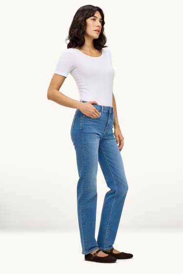 Damen - Straight Jeans - Mid Waist - Shaping-Jeans - LYCRA® - jeansblau