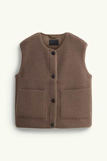 Donna - Gilet effetto peluche - marrone